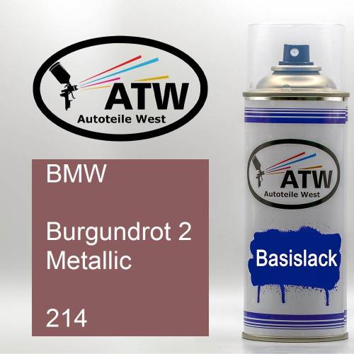 BMW, Burgundrot 2 Metallic, 214: 400ml Sprühdose, von ATW Autoteile West.